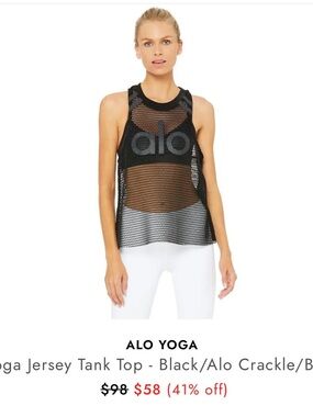 ALO Yoga Black Mesh Logo Tank